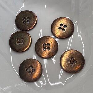 Set of 6 Antique Bronze-tone Metal Buttons
